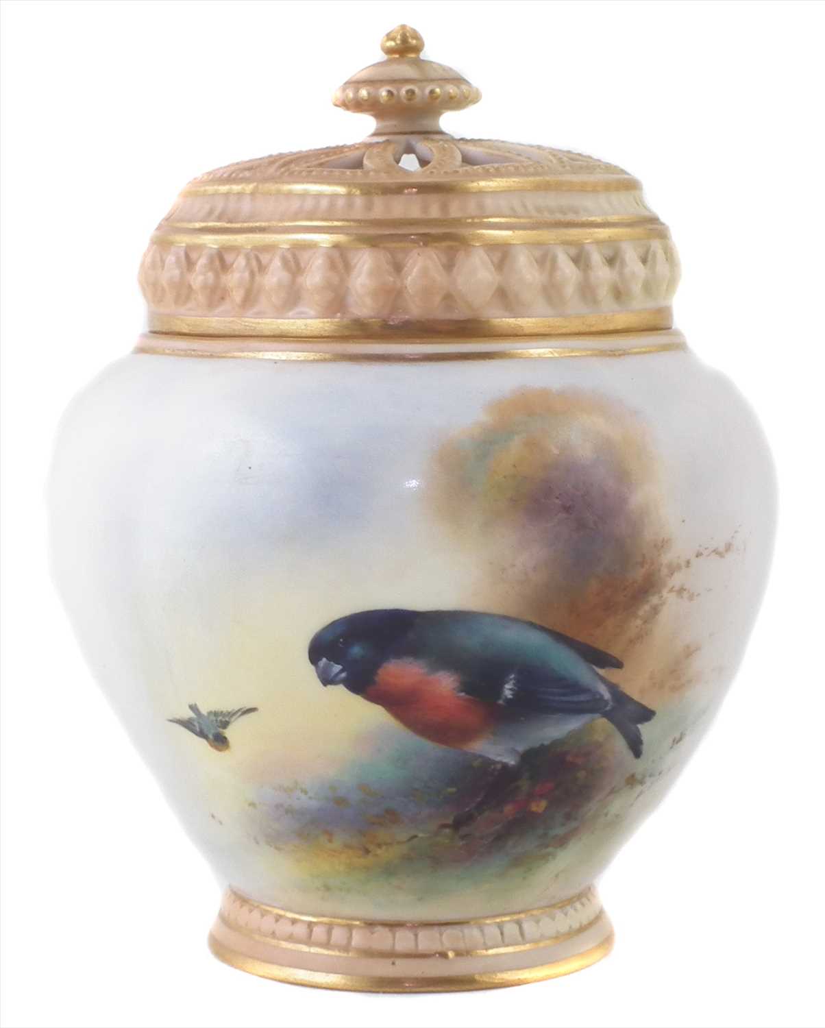 Lot 160 - Royal Worcester pot-pourri signed by Ernest Barker