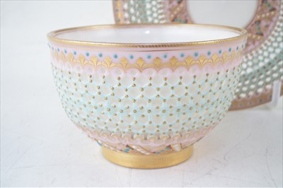 Lot 162 - Royal Worcester reticulated cup and saucer by George Owen