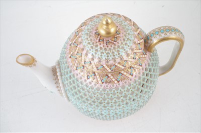Lot 163 - Royal Worcester reticulated teapot and cover by George Owen