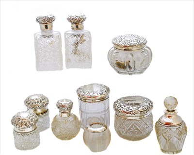 Lot 72 - A selection of Victorian and later silver lidded jars