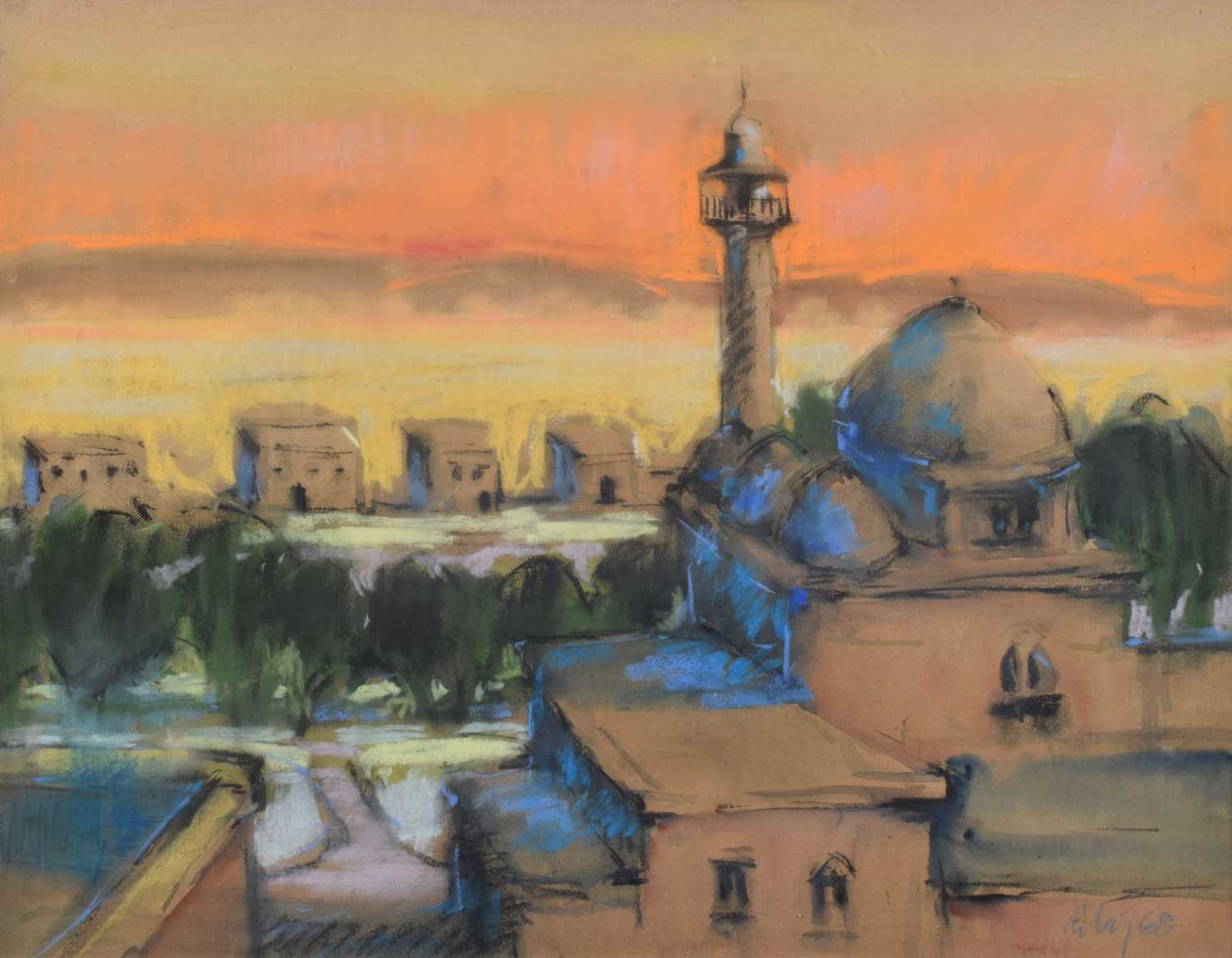 Lot 60 - Harold Riley, Middle Eastern scene, watercolour and pastel.