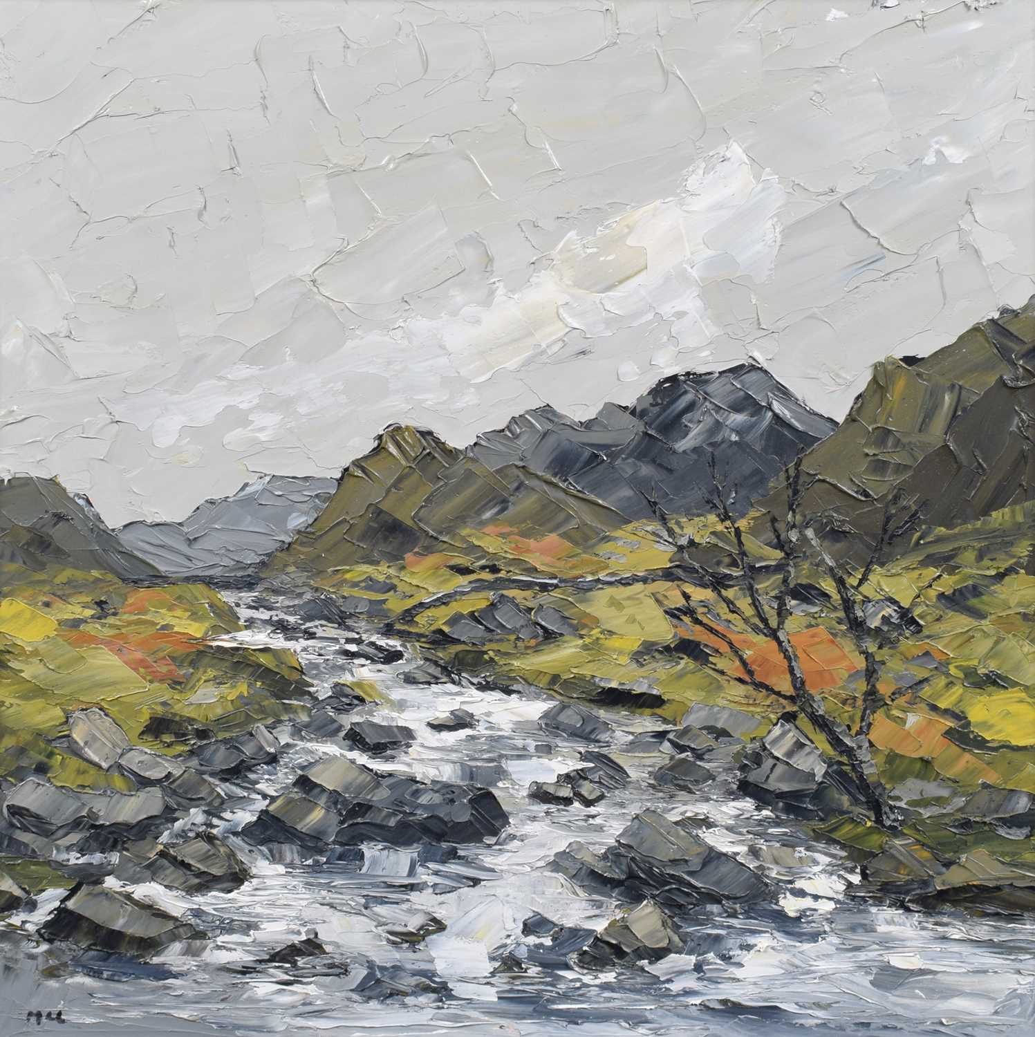 Lot 62 - Martin Llewellyn, "River and Mountains, North Wales", oil.