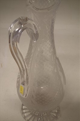 Lot 108 - Engraved glass claret jug