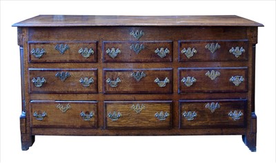 Lot 262 - George III oak and mahogany cross-banded mule chest