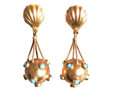 Lot 87 - A pair of turquoise earrings