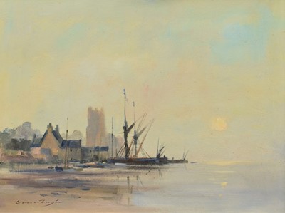 Lot 28 - Ivan Taylor, "Morning Mist near Orford, Suffolk", oil.