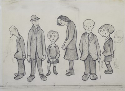 Lot 122 - After L.S. Lowry, "Family Group", gouttelette print.
