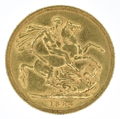 Lot 127 - Queen Victoria, Sovereign, 1884, Sydney Mint, VF.