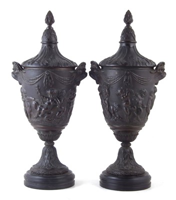 Lot 51 - Pair of lidded bronze vases