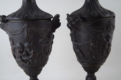 Lot 51 - Pair of lidded bronze vases