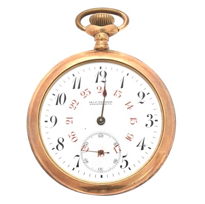 Lot 277 - A gold plated open face pocket watch