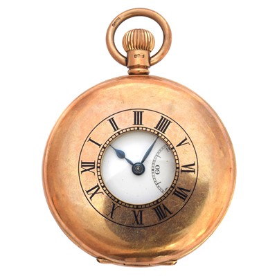 Lot 299 - An early 20th century 9ct gold half hunter pocket watch