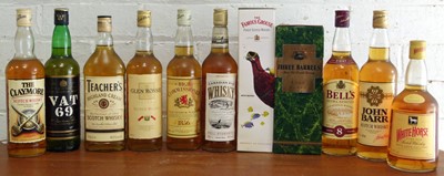 Lot 54 - 11 Bottles Mixed Lot Proprietary Scotch Whisky, Canadian Whisky and French Brandy