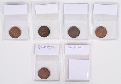 Lot 177 - Queen Victoria, Farthings, 1839, 1840, 1853, 1854 x 2, 1857 (6).