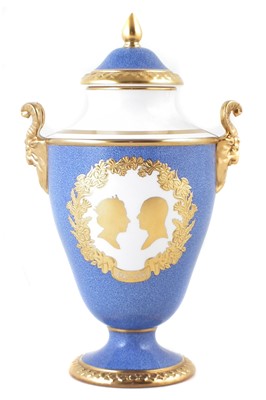 Lot 120 - Wedgwood Golden Wedding Rams Head vase limited edition of 25