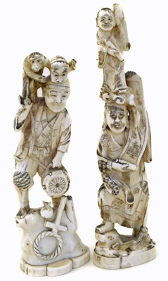 Lot 148 - Two Japanese ivory carved figures