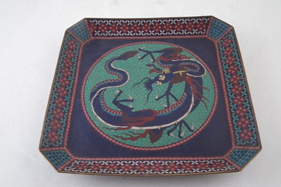 Lot 124 - Cloisonne square shape footed dish