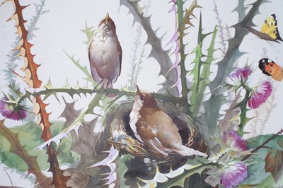 Lot 90 - Pair of Montereau chargers painted with bird studies.