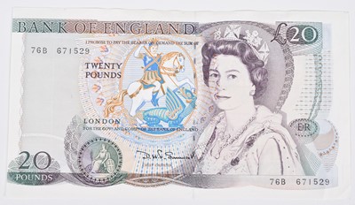 Lot 38 - Elizabeth II, Series "D" Pictorial Twenty Pounds Error Banknote, AU.