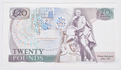 Lot 38 - Elizabeth II, Series "D" Pictorial Twenty Pounds Error Banknote, AU.