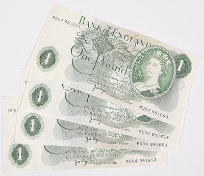 Lot 39 - Elizabeth II, Series "C" Portrait One Pound Error Banknotes, AU (4).