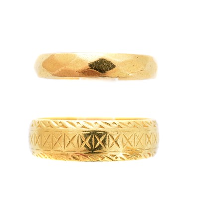 Lot 178 - Two 22ct gold band rings