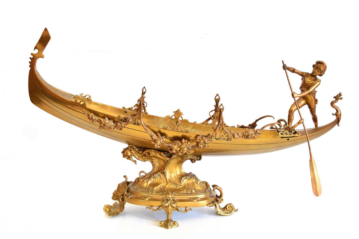Lot 50 - Late 19th century cast brass table centrepiece in the form of a Gondola