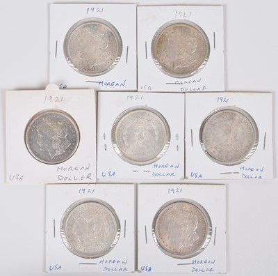 Lot 6 - One sheet of silver Morgan Dollars all 1921 (7).