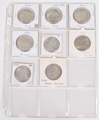 Lot 8 - One sheet of silver Peace Dollars 1923-1926 (8).