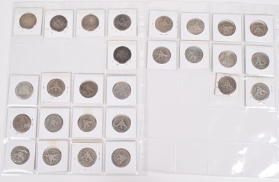 Lot 12 - Two sheets of Barber silver half dollars (27).