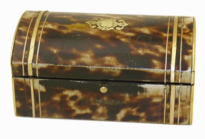 Lot 131 - Tortoiseshell and brass casket jewellery box