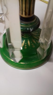 Lot 126 - A pair of Victorian green glass lustre