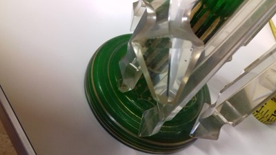 Lot 126 - A pair of Victorian green glass lustre
