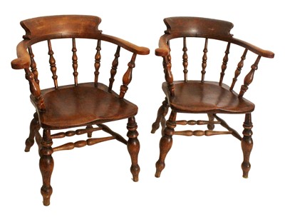 Lot 181 - Pair of Victorian ash and elm club chairs