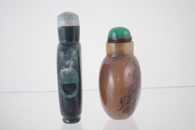 Lot 132 - Chinese green agate snuff bottle and one other