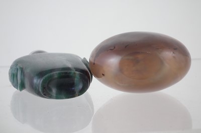 Lot 132 - Chinese green agate snuff bottle and one other