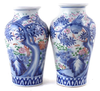 Lot 155 - Pair of Japanese vases painted with birds