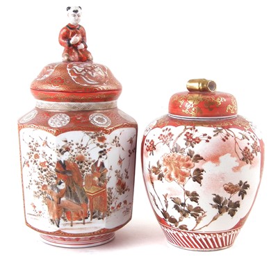 Lot 157 - Two Japanese Kutani lidded vases