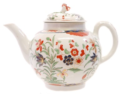 Lot 145 - Worcester teapot and cover painted with Kempthorne pattern