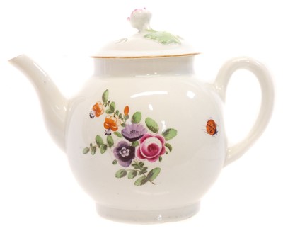 Lot 143 - Worcester polychrome teapot and cover circa 1775