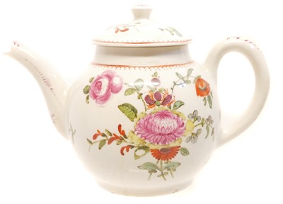 Lot 153 - Bow teapot and cover painted with English flowers circa 1760