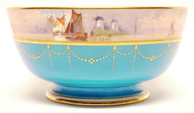 Lot 141 - Minton bowl painted with sailing scene by J. E. Dean