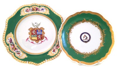 Lot 178 - Two Chamberlains Worcester armorial crested plates