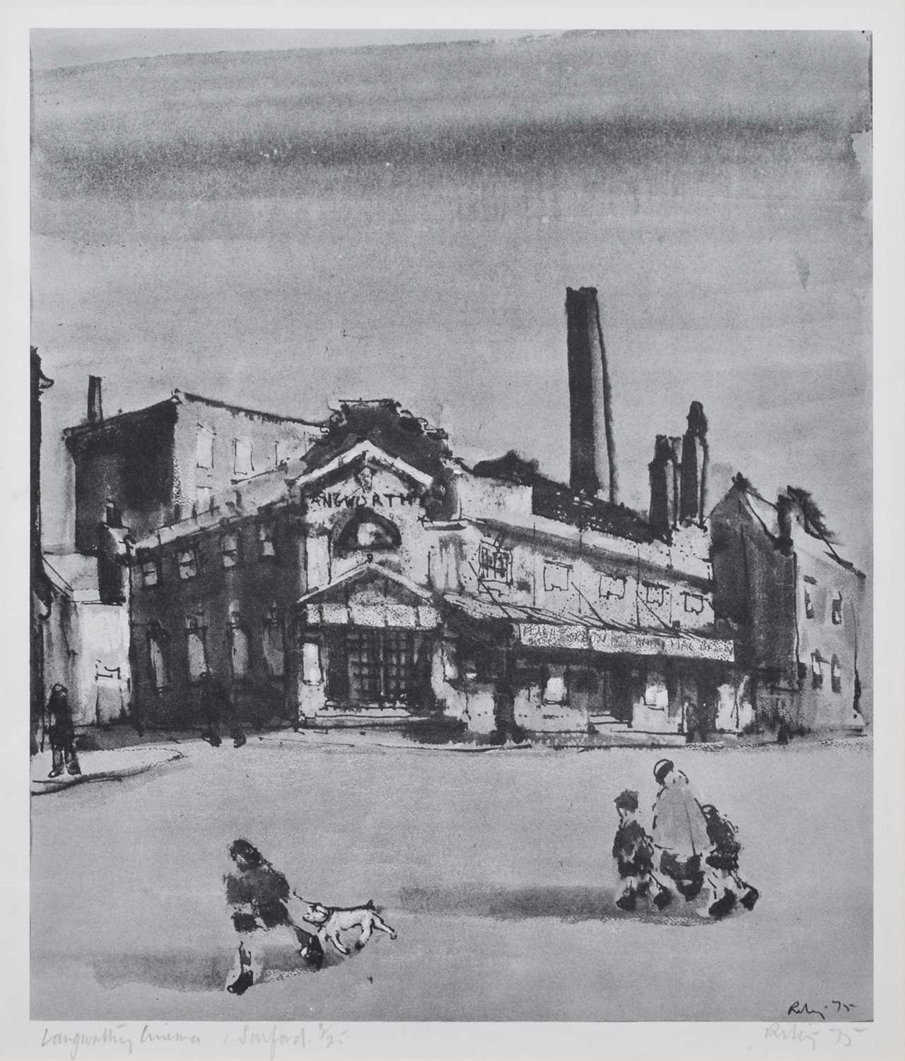 Lot 108 - After Harold Riley, "Langworthy Cinema, Salford", signed print.