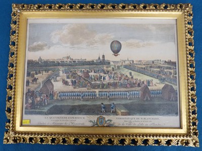 Lot 113 - Gilt framed print of balloon flight titled