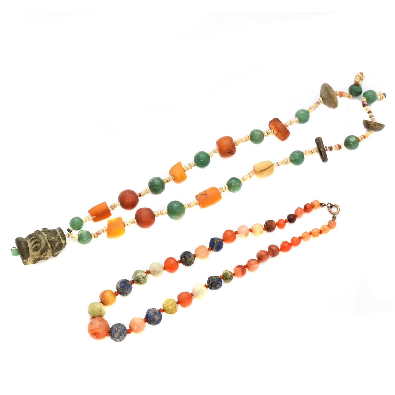 Lot 111 - Two gem-set bead necklaces