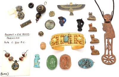 Lot 246 - A selection of Ancient Egyptian and later jewellery
