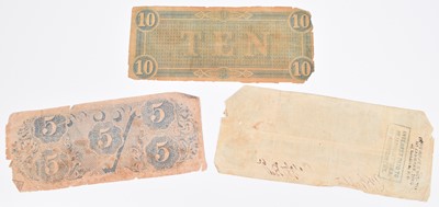Lot 23 - Three American Civil War - Confederate States, Richmond banknotes and related letter.