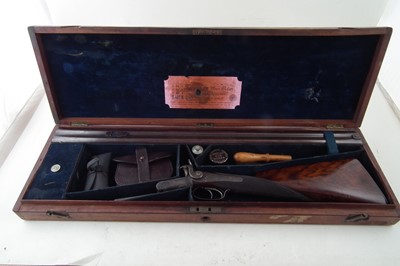 Lot 63 - Reilly double barrel pinfire rifle in case.