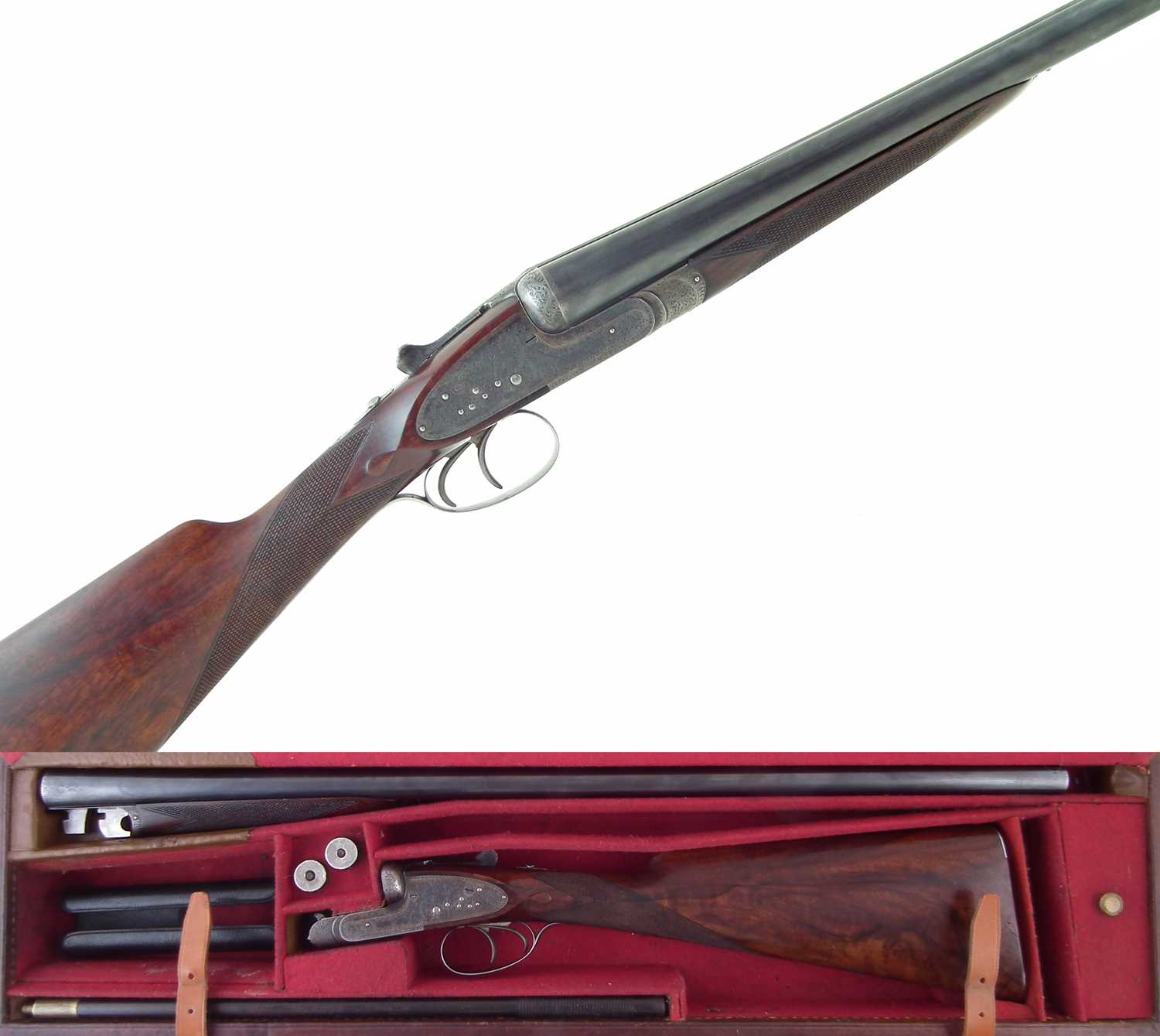 Lot 107 - William Evan 12 bore side by side shot gun 11178 with case